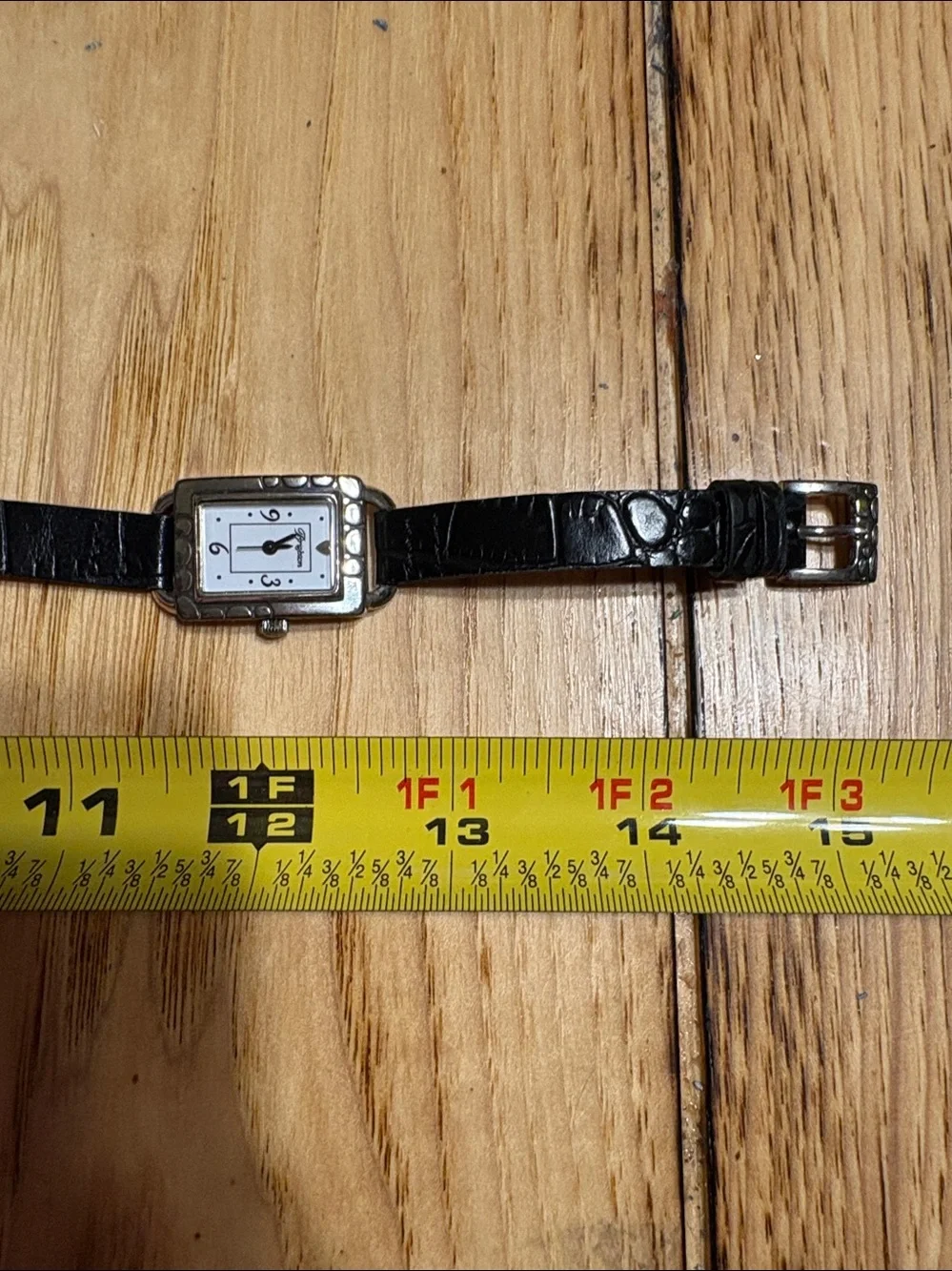 Brighton Petosky is Black Leather Wrap Watch with Silver-Tone Decorative Case
